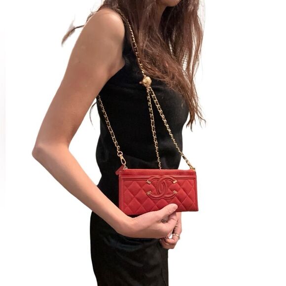 Chanel boys red leather long wallet pouch - Picture 14 of 16